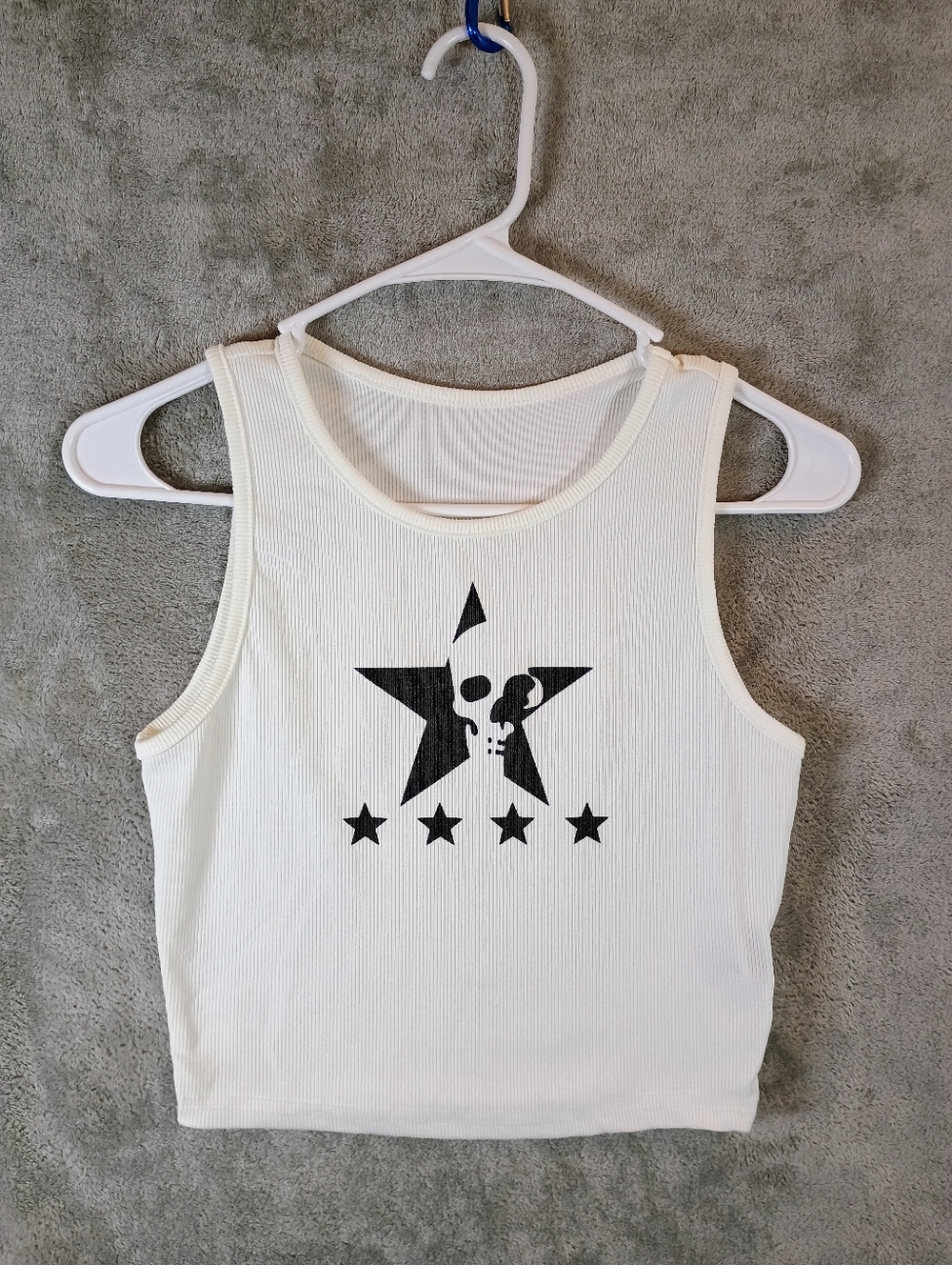 Romwe White Skull Star Tank Top Juniors Petite Small